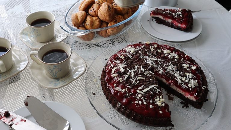 Easy Chocolate Tart Cake With Cherry Sauce